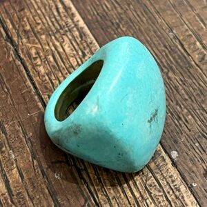 Turquoise Stone Ring CHUNK 1” squarish,   sz 8.5